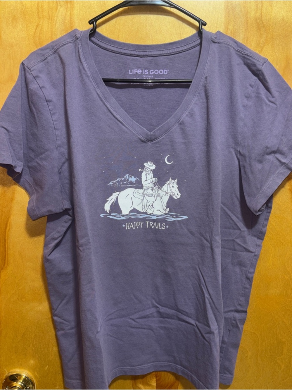 Life Is Good Lavender V-Neck Cowgirl Tee